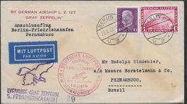 1932 ZEPPELIN 5.Südamerikafahrt Berlin-Pernambuco Top ab 1.-