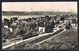Stäfa, Ortsansicht mit Strasse, Bahnsch