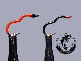 Hegene/ Gambe mit 5 Nymphen , Rot/ Schwarz mit Flip Haken