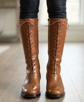 Bottes en cuir marron lacets et zip taille 38