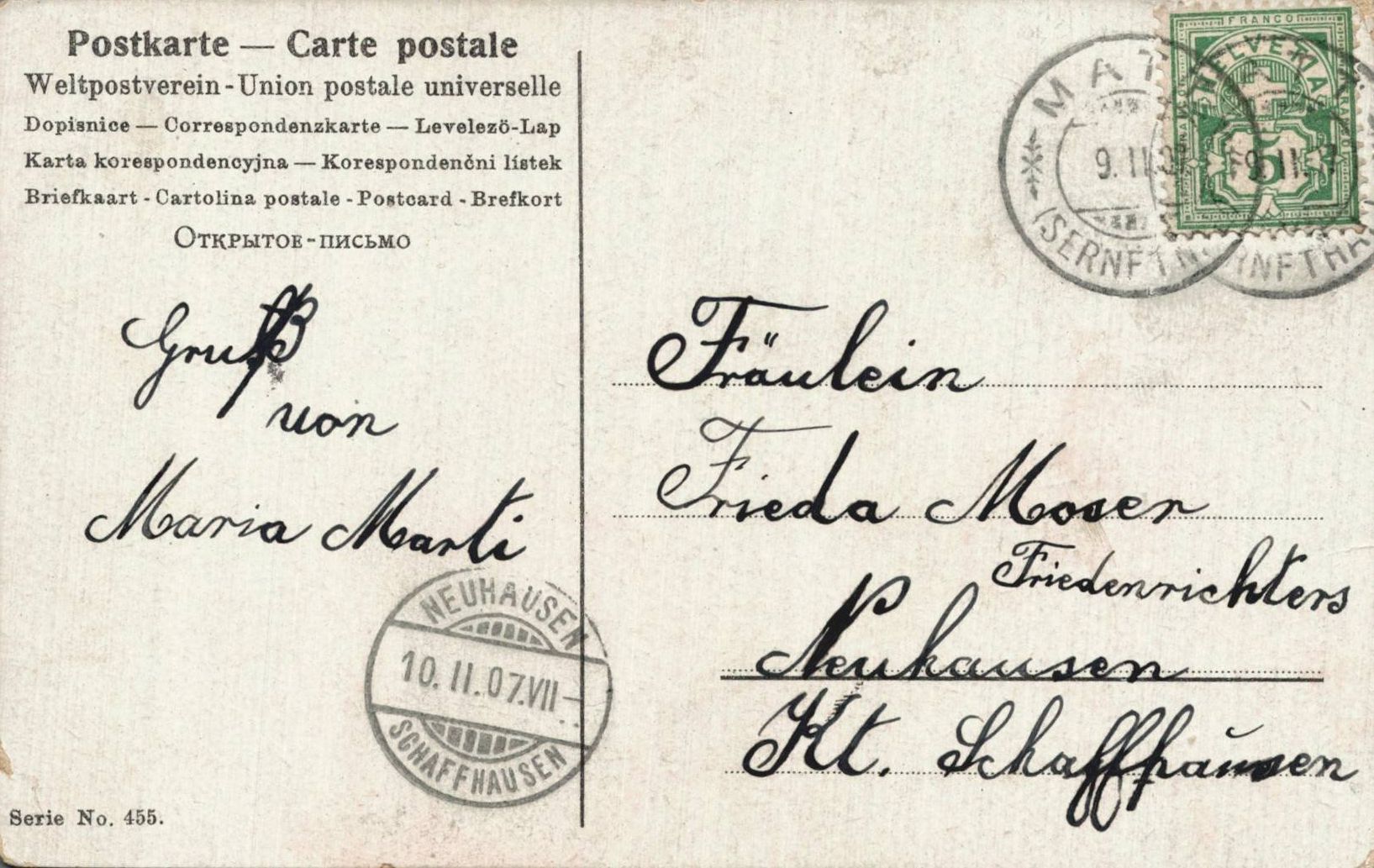 Cartoline postali: Antike Ansichtskarte "Liebespaar" gel. 1907 – Usato da Luzern venduto da Kartenansicht 1