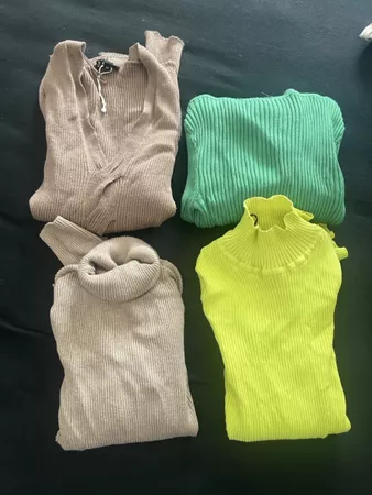 4 Damen Pullover Set gerippt verschiedene Farben