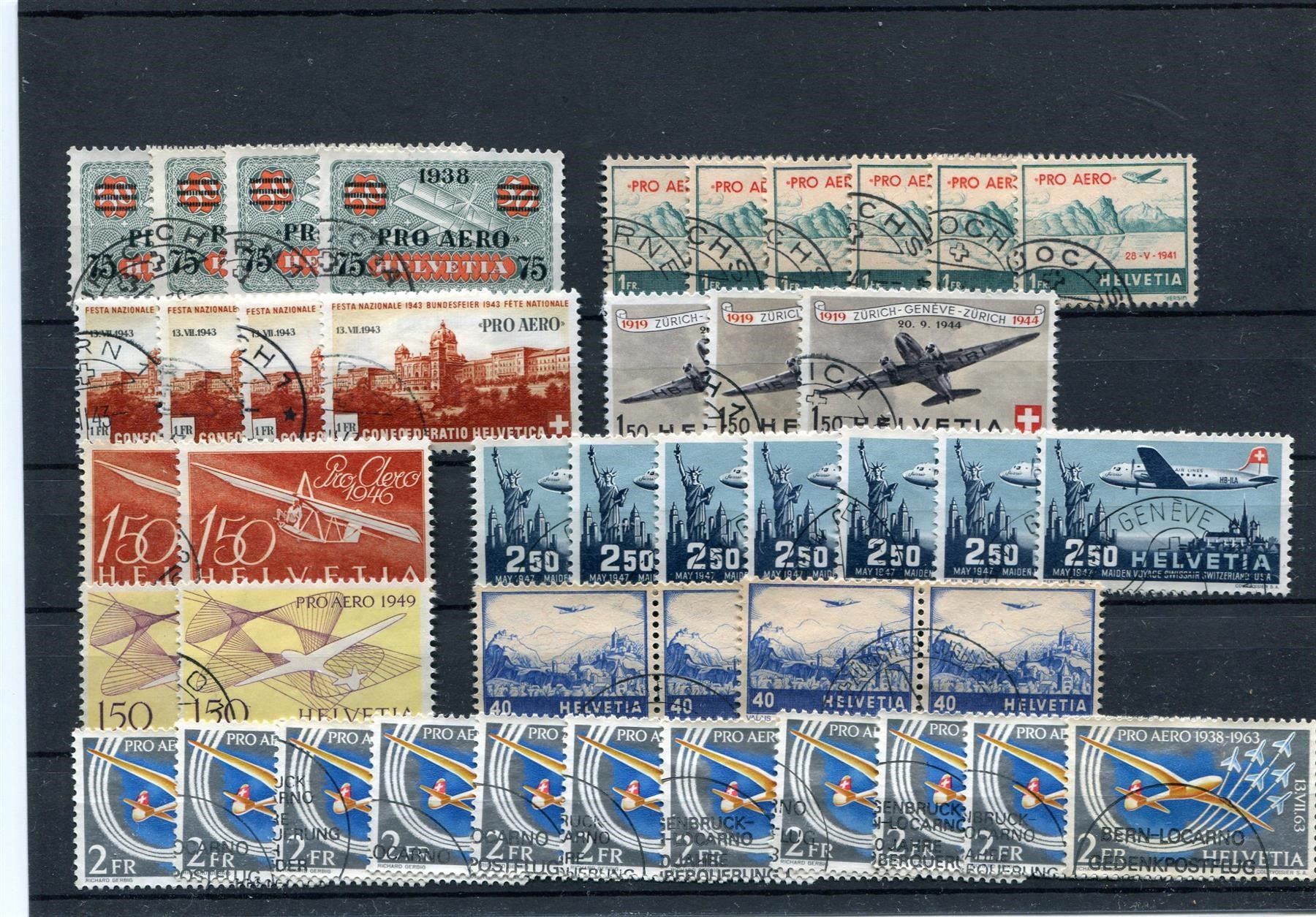 Tutti i francobolli: 1938-88 Flugpostmarken Lot gestempelt – Usato da Winterthur venduto da Kyoung