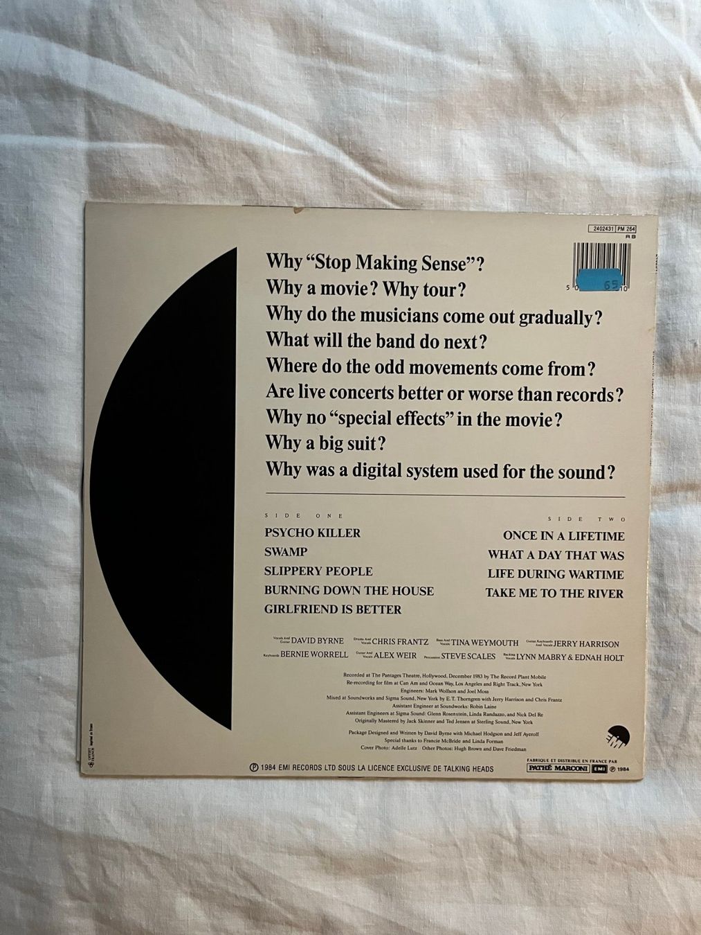 Vinyles: Talking Heads – Stop Making Sense, 1984 original press – D'occasion à Effretikon par ChrisLamberger 4