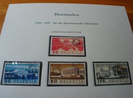 Satz Gebäude Völkerbund, Überdruck rund SdN/BIT 1938 , o