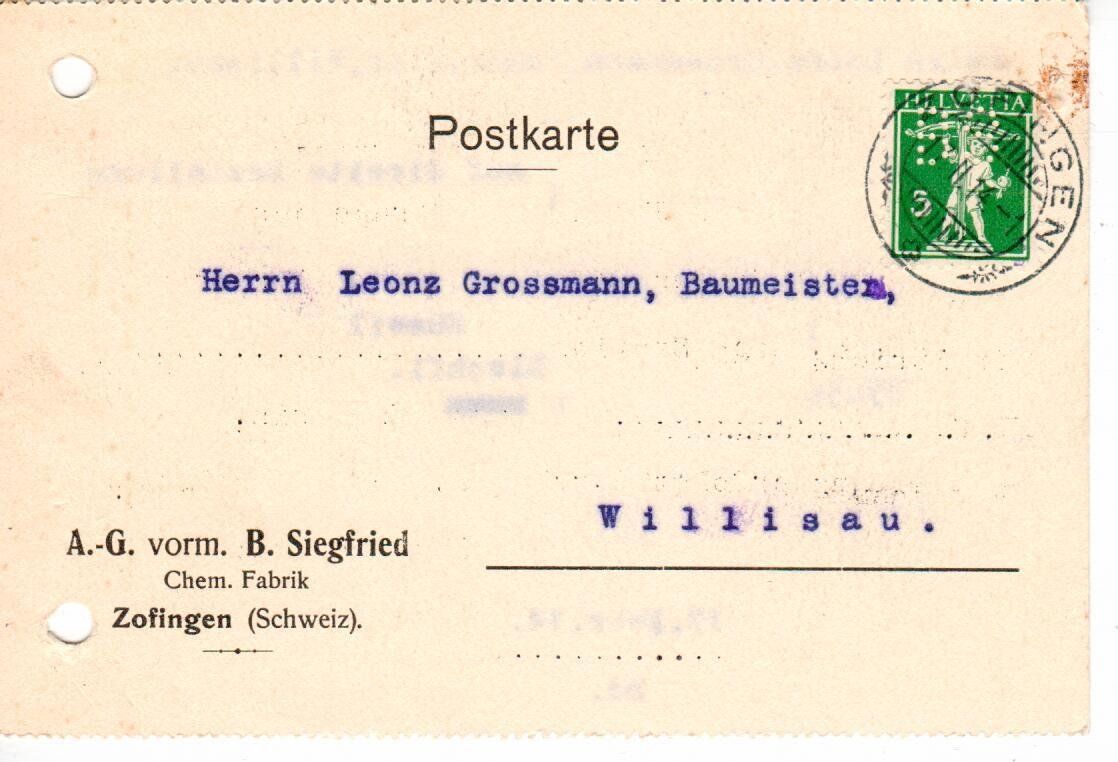 Tutti i francobolli: PK, Zofingen - Perfin 1914 – Usato da Wolhusen venduto da Curver9
