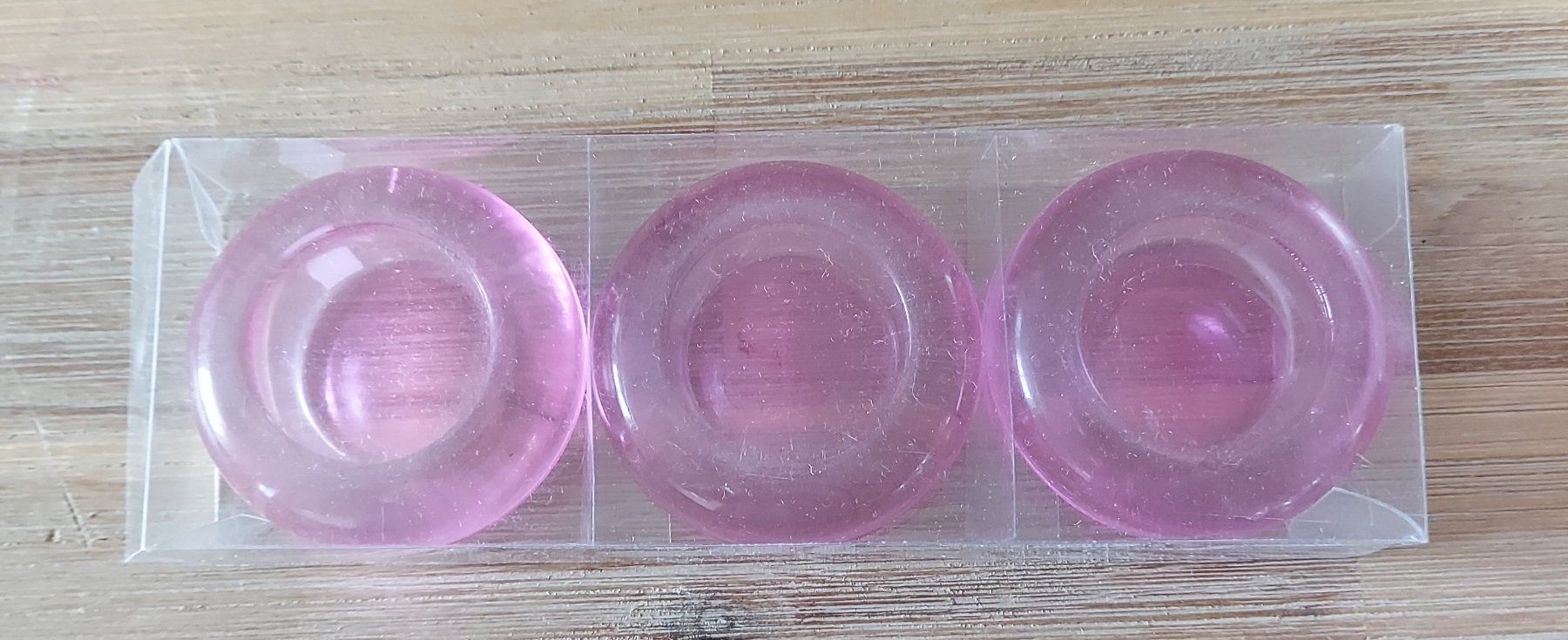 Portacandele: 3 Rosa Teelichthalter, neu und originalverpackt – Nuovo e nell'imballaggio originale da Basel venduto da Allerlei-Basel