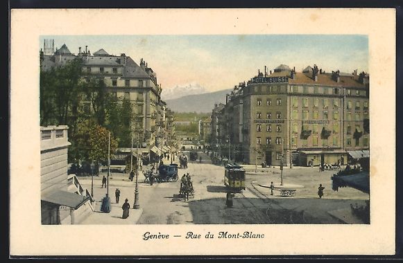 Ansichtskarten: Genéve, Rue du Mont-Blanc, Strassenbahn – Gebraucht aus Berlin von bartko-reher
