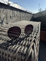Sonnenbrille Rund Metallrahmen Schwarz neu