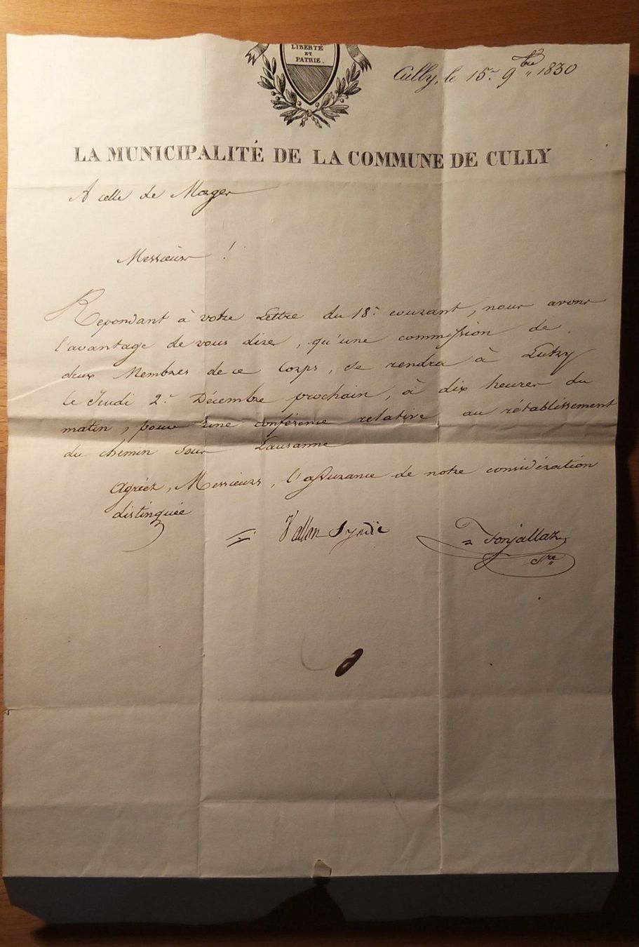Alle Briefmarken: Gemeinde Cully nach Morges 1830 – Gebraucht aus Unterägeri von PhilatelieStudiger 3