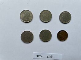 6 Münzen aus Belgien 1951 - 1976