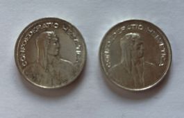 2 Silbermünzen 5  Franken 1953 und 1954 gebraucht