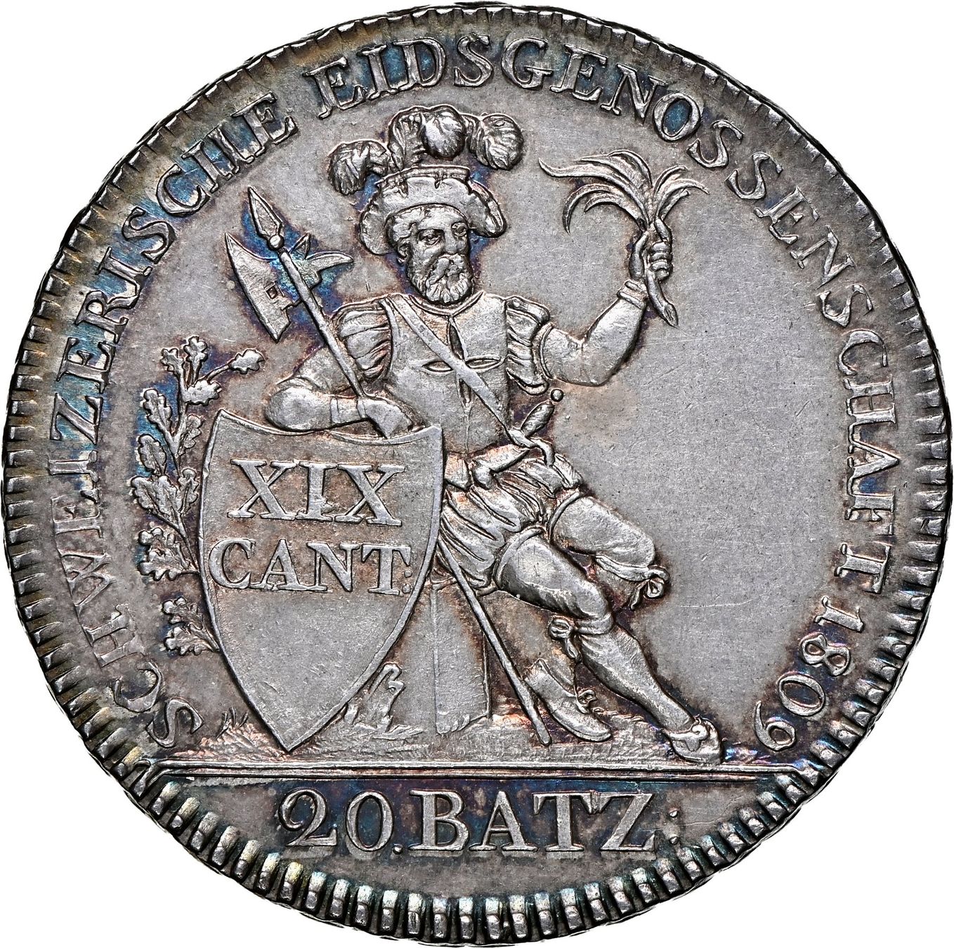 Tutti le monete: 20 Batzen 1809 Aargau NGC MS62 – Usato da Pfäffikon ZH venduto da Schweizer_Muenzen