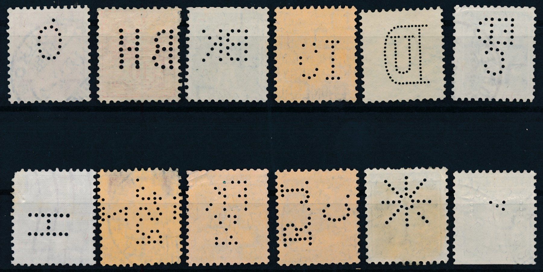 Alle Briefmarken: 12 Perfin's – Gebraucht aus Bonau von Profila3