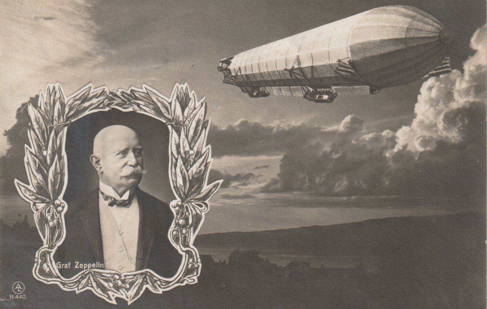 Tutti i francobolli: 1908, Ansichtskarte mit Zeppelin Luftschiff und dem Grafen – Usato da Turgi venduto da Mato8