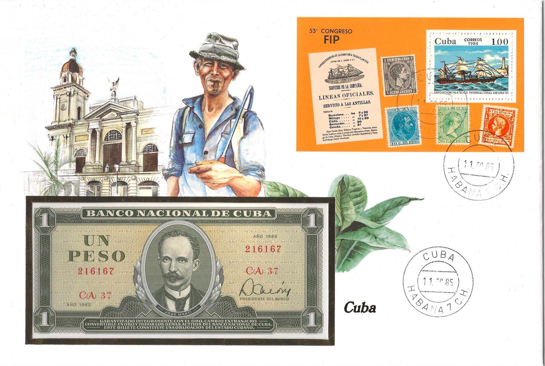 Banknoten: Notenbrief Cuba 1985 – Gebraucht aus Zürich von Philacat11