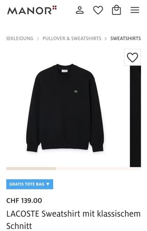 pull Lacoste noir coupe classique taille M neuf