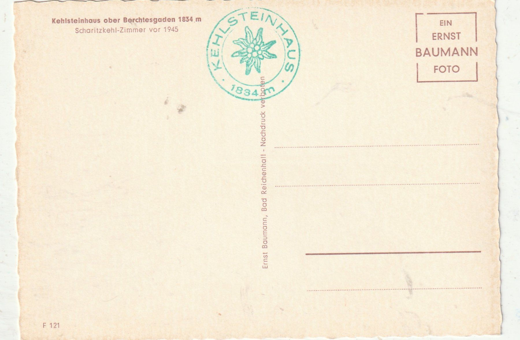 Cartoline postali: Kehlsteinhaus  ober Berchstengaden – Usato da Lumbrein venduto da made02 1