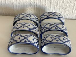 Porte-serviettes en porcelaine bleu et blanc lot de 6