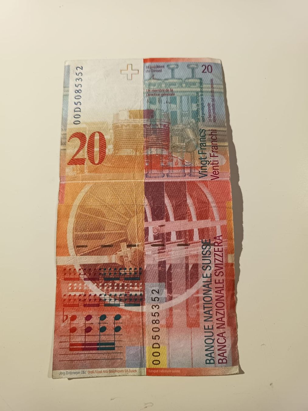 Banconote: Billet de banque 20 CHF Arthur Honegger - 2000 – Usato da Vevey venduto da S.E.T.-and-Co. 1