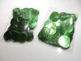 Pailletten rund, grün, 3 cm, 1 mm Loch, 50 gr. Paket.