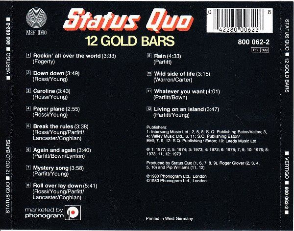 CDs: Status Quo – 12 Gold Bars – Gebraucht aus St.Gallen von jalamusic 1
