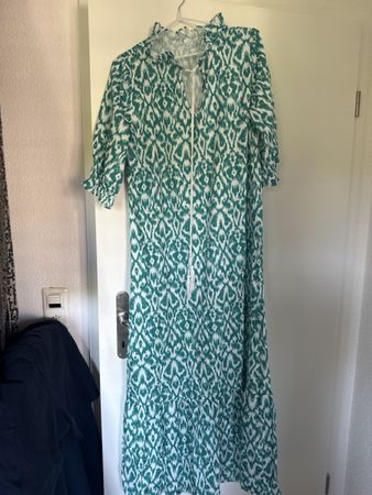 Sommerliches Maxikleid, Grün/Weiss, Grösse L