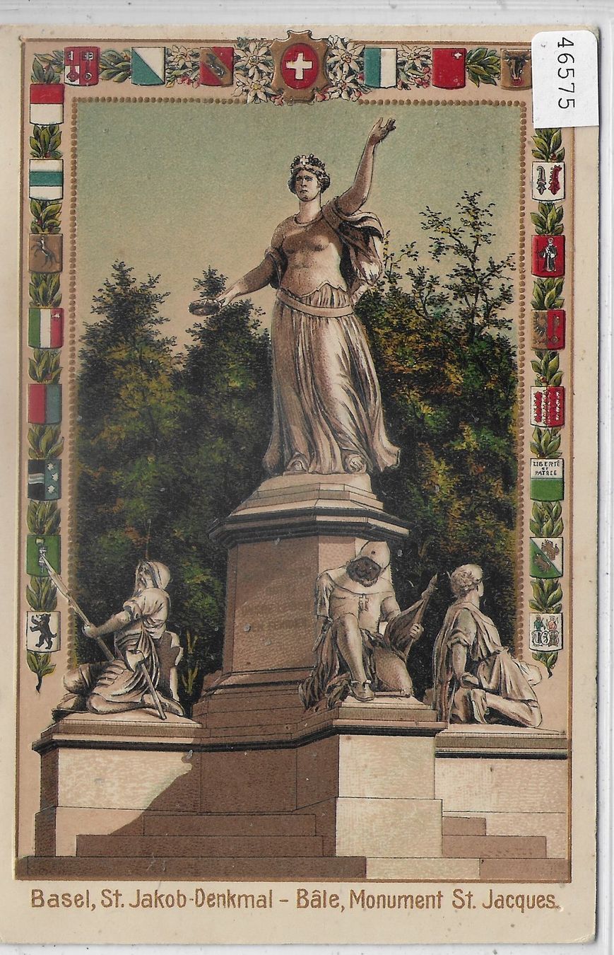 Cartoline postali: Basel - St. Jakob-Denkmal - Präge-Litho – Usato da Ettingen venduto da Kartenplanet