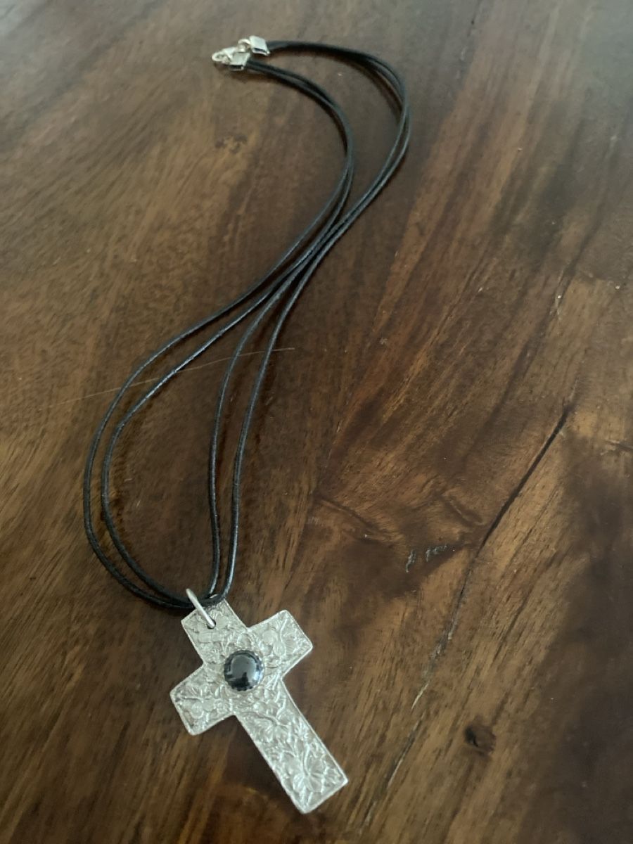 Ciondoli: Silber Kreuz Anhänger mit Onyx – Nuovo (secondo la descrizione) da Watt venduto da Willis4 1