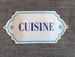 Plaque CUISINE métal blanc/bleu décoration