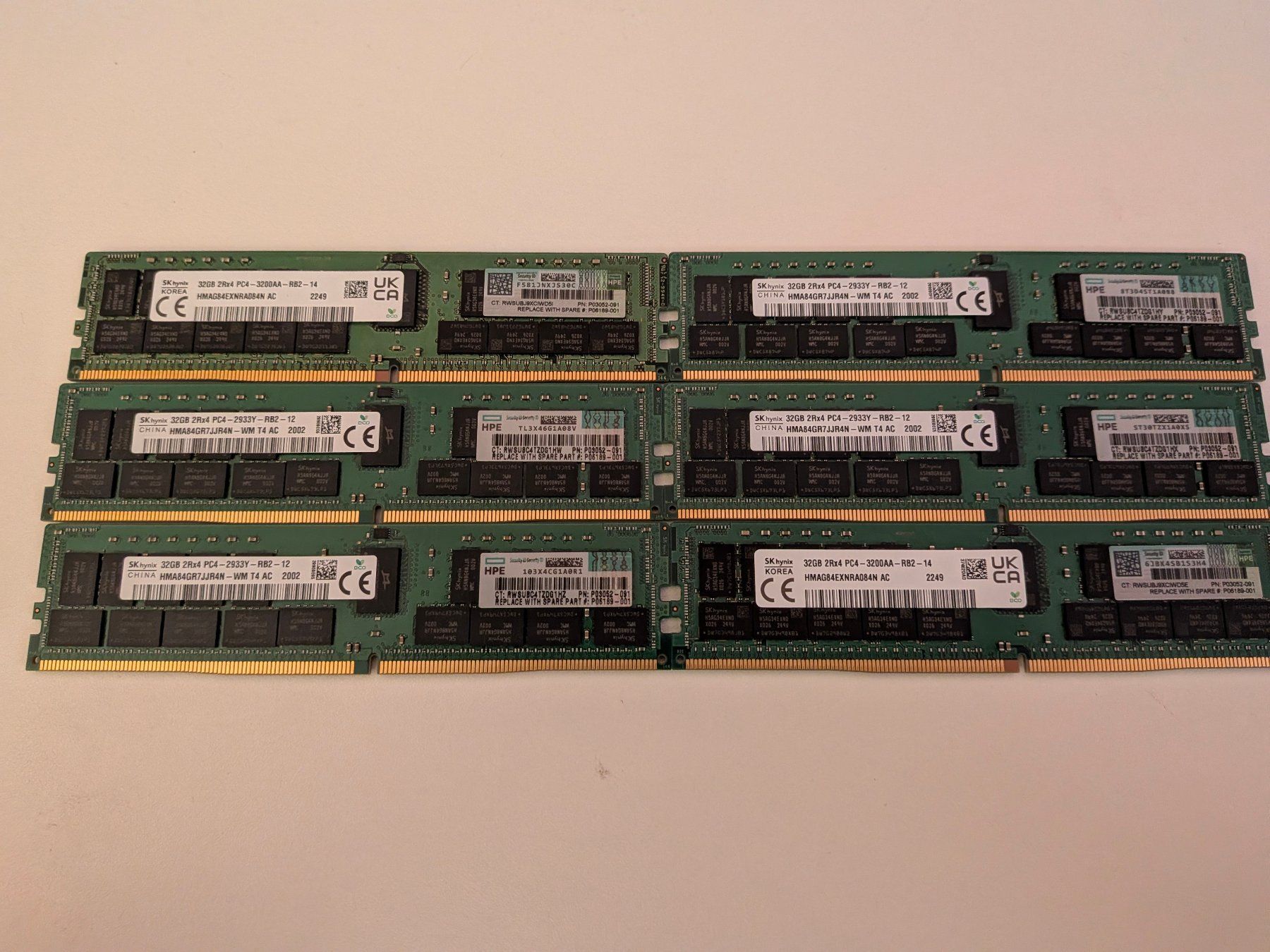 Hewlett Packard Memoria / RAM: 6x 32GB DDR4 REG ECC Memory *192GB* – Usato da Amriswil venduto da hardware_uschi