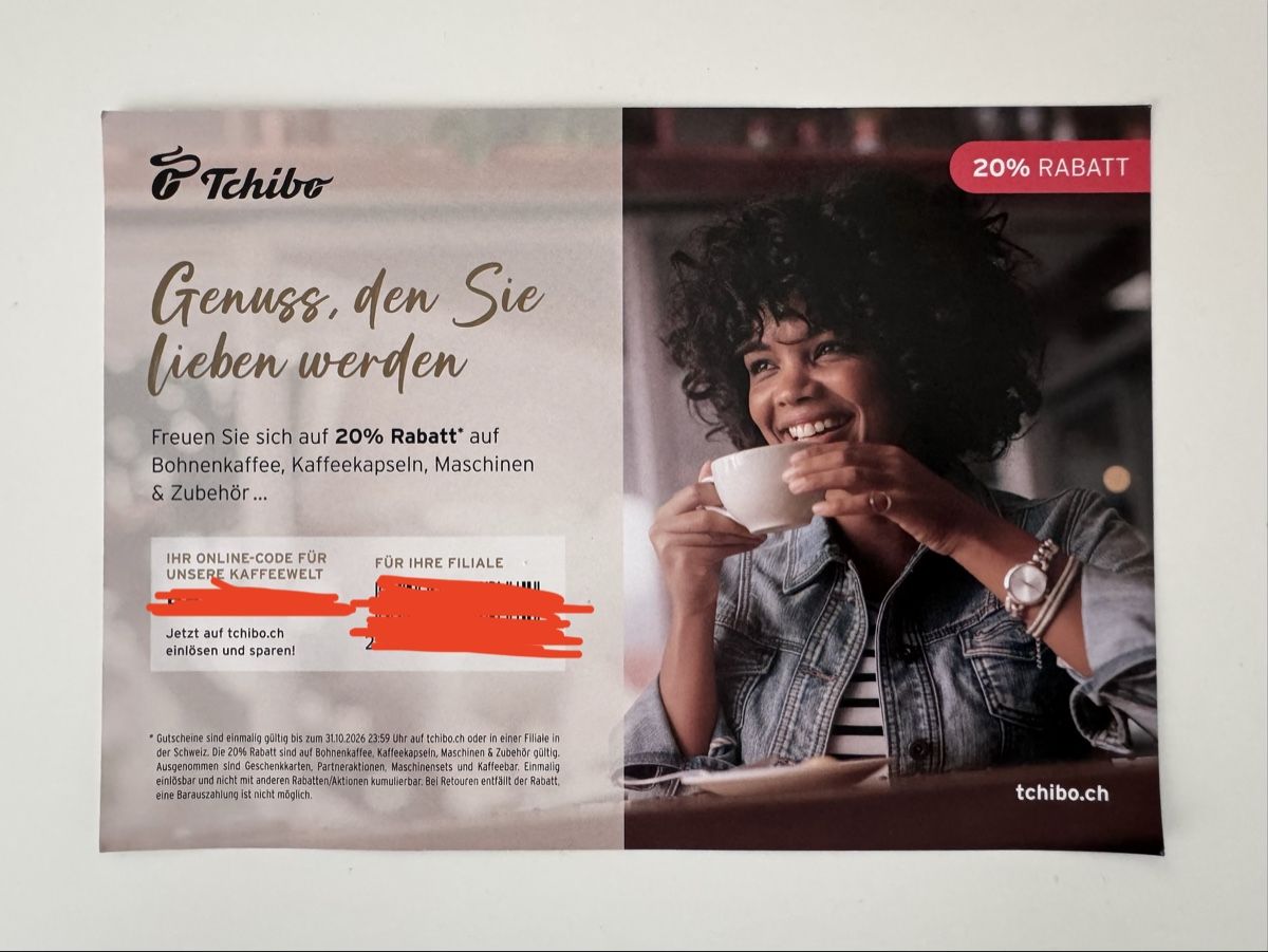 Tchibo Gutscheine: Zwei verschiedene Tchibo-Rabatte auf einem Blatt – Neu und originalverpackt aus Sins von sum_lv6d 1