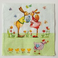 Serviette Tiere Hasen Ostern Frühling Kuss