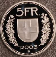 5 Franken Schweiz 2003 pp / aus Münzsatz/in einer Münzkapsel