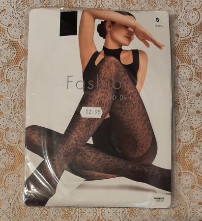 Migros Fashion Strumpfhose "Leopard" 60DEN Gr.S Schwarz