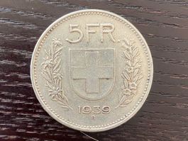 1 x 5 Franken Schweiz 1939 – zirkuliert