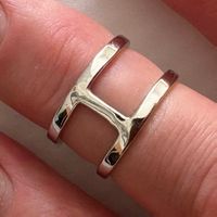 Ring fein minimalistisch 925 Silber edgy Linien senkrecht 54