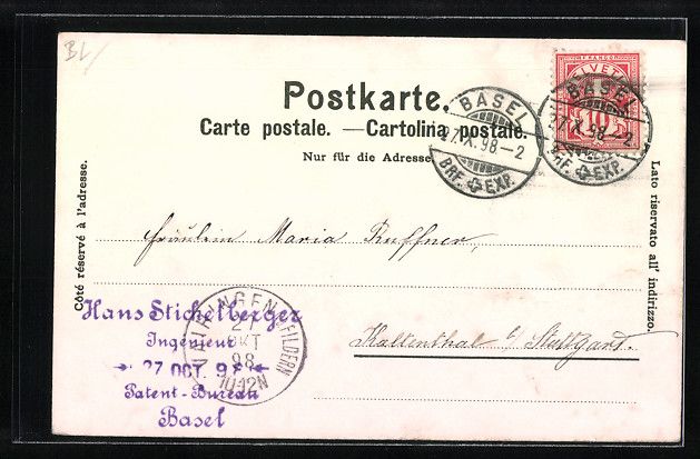 Cartoline postali: Litho Basel, Teilansicht mit Brücken, P – Usato da Berlin venduto da bartko-reher 1