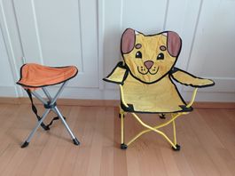 1 tabouret et 1 chaise (enfant) de camping