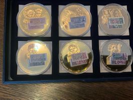 Sammler Münze 6 Stück Polierte Platte vergoldet