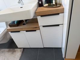 Waschtischunterschrank Holz Weiss mit Schubladen