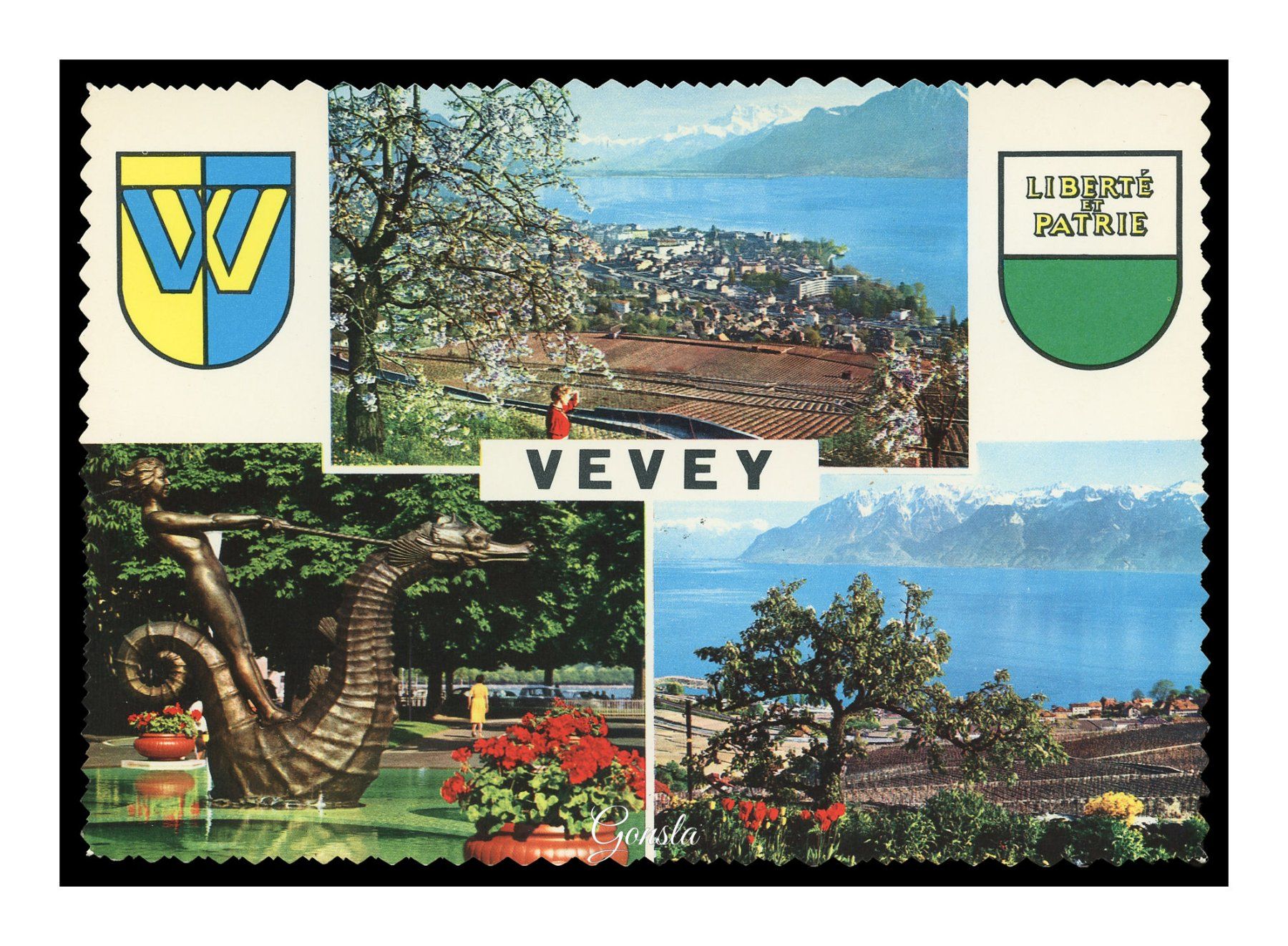 Ansichtskarten: VEVEY - 1960 "Blasons" Multi-Vues – Gebraucht aus Onex von Lagorel01