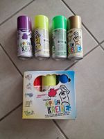 Sprühkreide Set, 3 Farben, plus 4 angebr. Dosen für Kinder