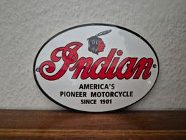Emailschild Indian Motorrad Werkstatt Service Emaille Schild