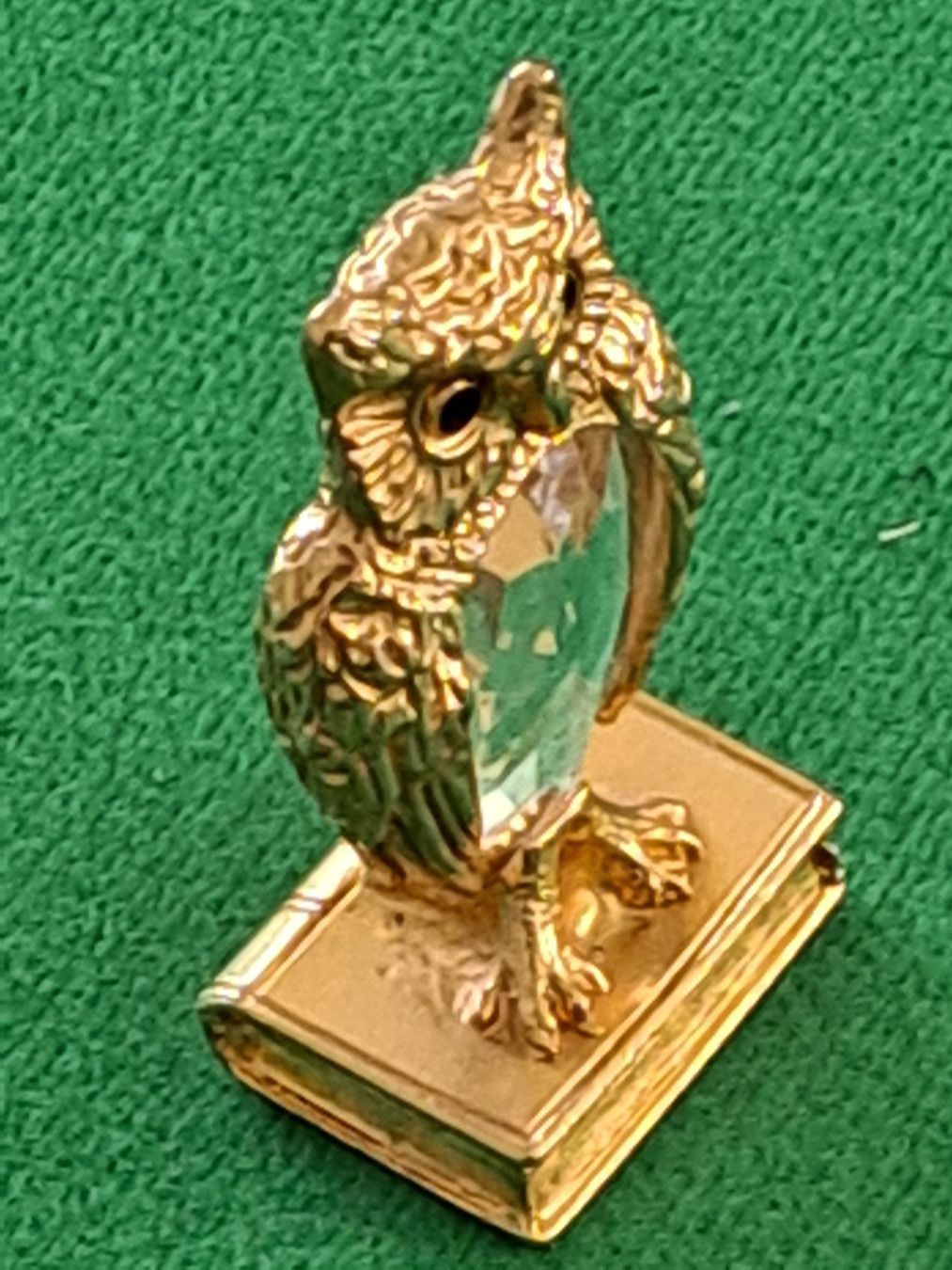 Figuren: Eule Messing mit geschliffenem Kristallglas 7x3cm – Neu (gemäss Beschreibung) aus Spiez von Pistach99 1
