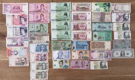 Banknotenlot - Diverse Länder, ausgewachen/zerrisen!