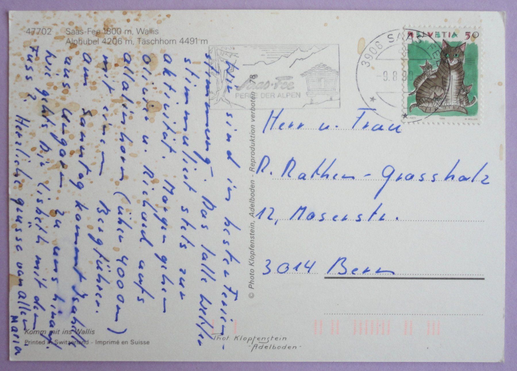 Cartoline postali: Saas-Fee 1800 m – Difettoso da Fétigny venduto da Billy2miny 1