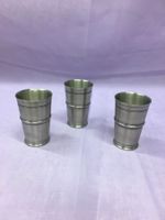 3 Zinnbecher, 95% Reinzinn, Vintage