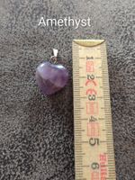 1 Amethyst Herz Anhänger Edelstein mit Metallöse Neu
