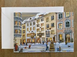 Schöne Karte mit Umschlag Schaffhausen Altstadt naiv